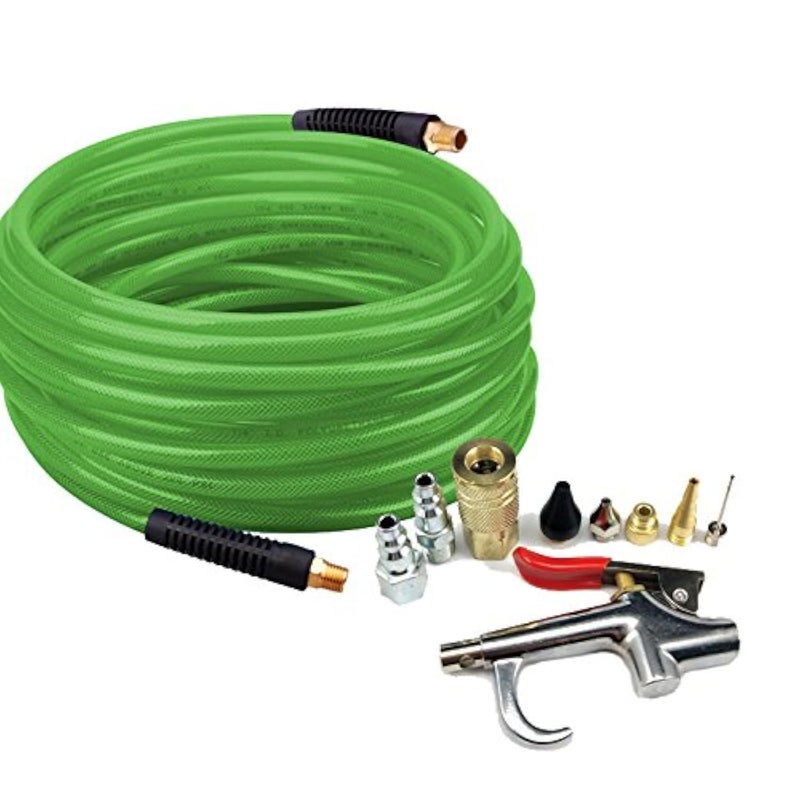 DYNAMIC POWER PU Braided Air Hose 1/4" X 50 Ft with 10 pcs Compressor Accessories KIT, 200 PSI. - Image 1